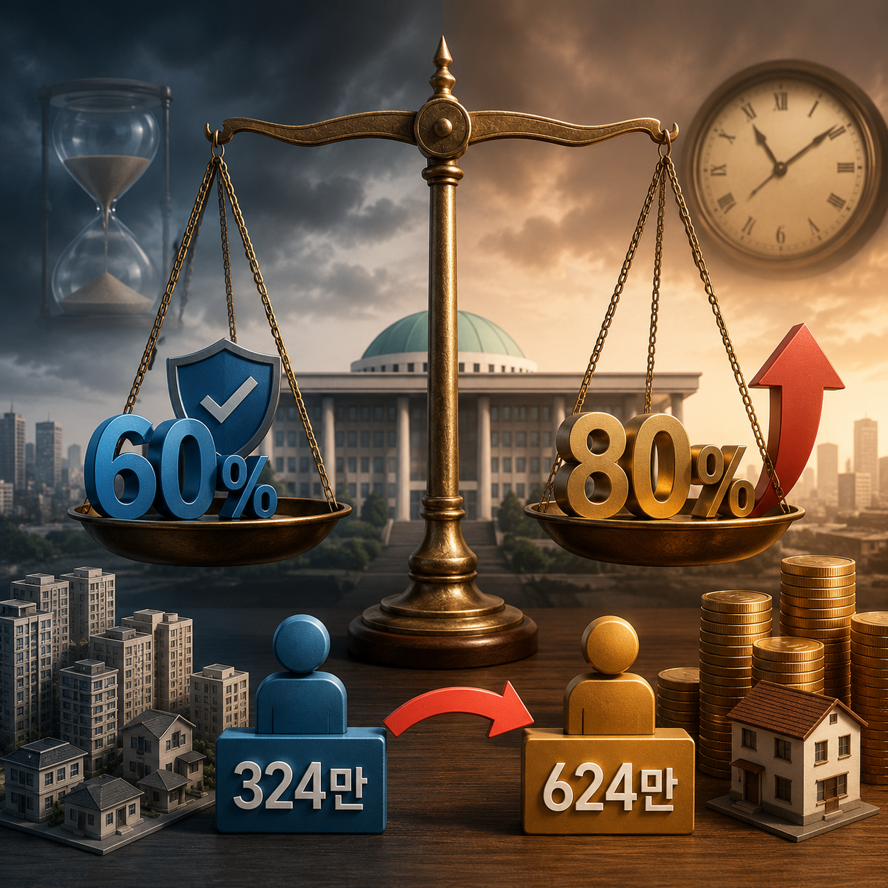 종부세 공정시장가액비율 60% 유지 논란, 80% 되면 1인당 324만→624만원